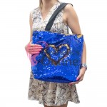 Geantă de cumpărături sau plaja MollyLac cu paiete  Cod 75278 cu fermoar